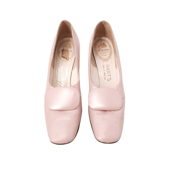 VTG 60s A'mano Flirt Last Hart's Walla Walla Pale Pink Leather Button Vamp Heels - Picture 2 of 14